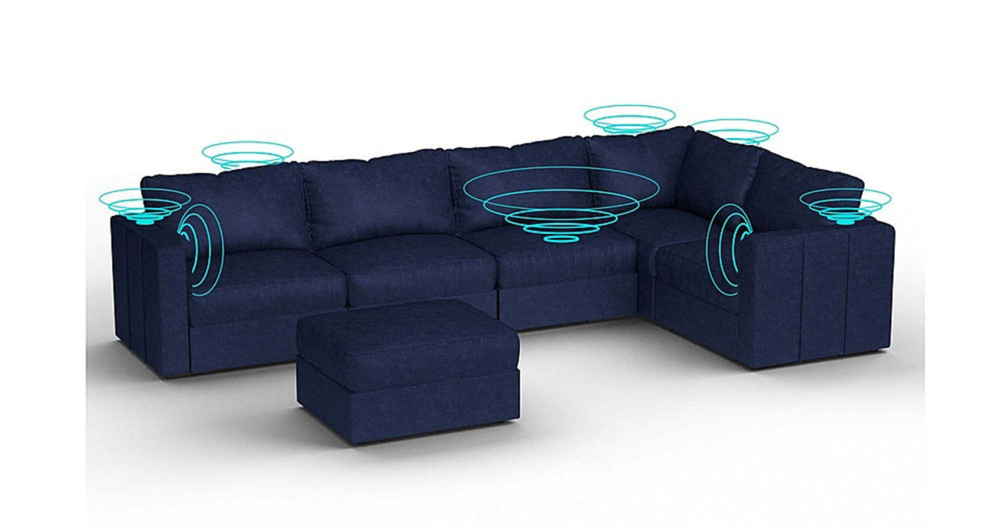 Lovesac – 6 Seats + 8 Sides Corded Velvet &amp; Standard Foam with 8 Speaker Immersive Sound + Charge System – Sapphire Navy - SKU_1772866993943_208