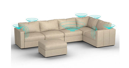 Lovesac – 6 Seats + 8 Sides Combed Chenille &amp; Standard Foam with 8 Speaker Immersive Sound + Charge System – Tan - 1772864995872_102