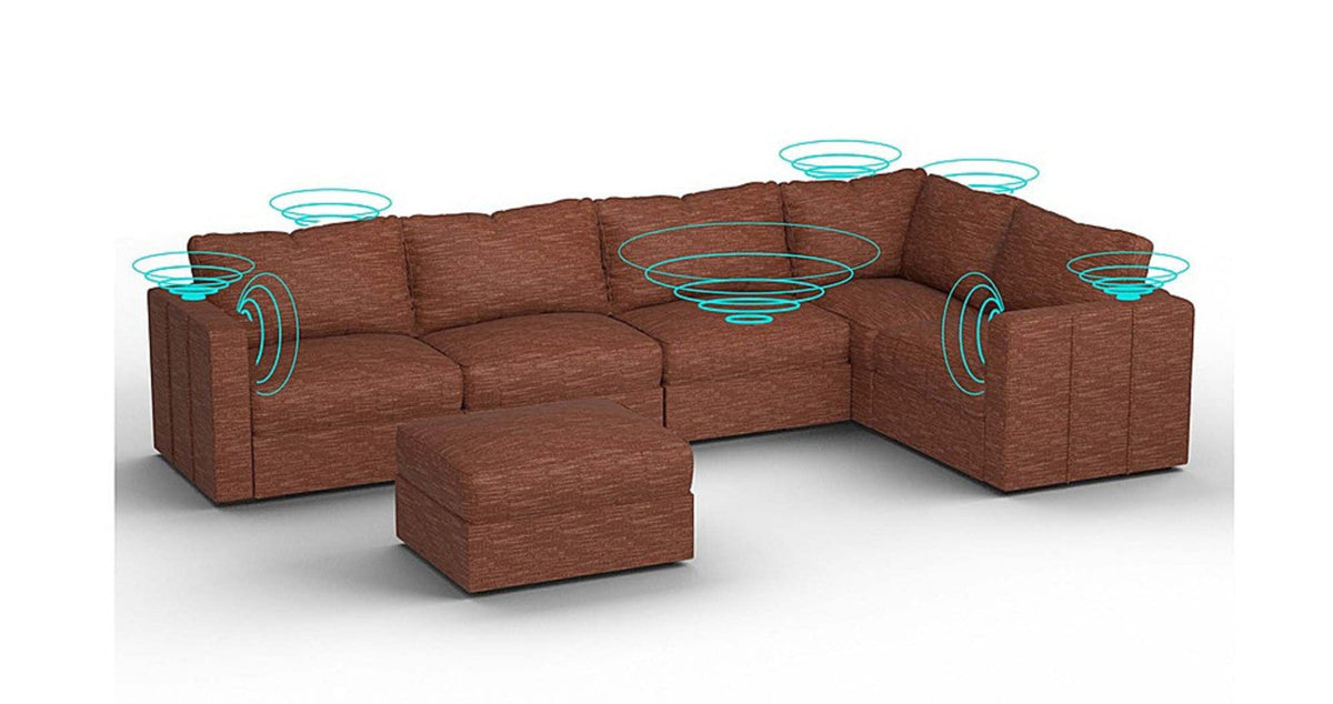 Lovesac – 6 Seats + 8 Sides Rained Chenille &amp; Standard Foam with 6 Speaker Immersive Sound + Charge System – Terracotta - SKU_1772866942879_815