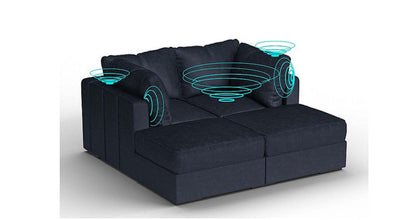 Lovesac – 4 Seats + 4 Sides Corded Velvet &amp; Lovesoft with 8 Speaker Immersive Sound + Charge System – Midnight Navy - 1772866262154_731