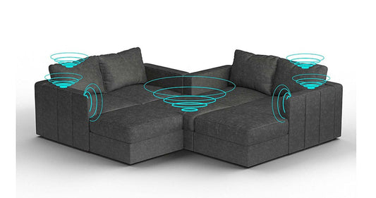 Lovesac – 7 Seats + 8 Sides Corded Velvet &amp; Standard Foam with 8 Speaker Immersive Sound + Charge System – Charcoal Grey - 1772862591121_769