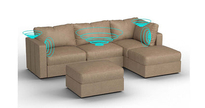 Lovesac – 5 Seats + 5 Sides Combed Chenille &amp; Lovesoft with 8 Speaker Immersive Sound + Charge System – Taupe - 1772864982414_579