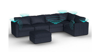 Lovesac – 6 Seats + 8 Sides Corded Velvet &amp; Lovesoft with 6 Speaker Immersive Sound + Charge System – Midnight Navy - 1772860079690_192