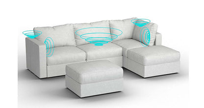 Lovesac – 5 Seats + 5 Sides Corded Velvet &amp; Standard Foam with 8 Speaker Immersive Sound + Charge System – Sky Grey - 1772866298478_306