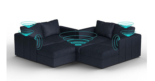 Lovesac – 7 Seats + 8 Sides Corded Velvet &amp; Lovesoft with 10 Speaker Immersive Sound + Charge System – Midnight Navy - 1772611556928_533