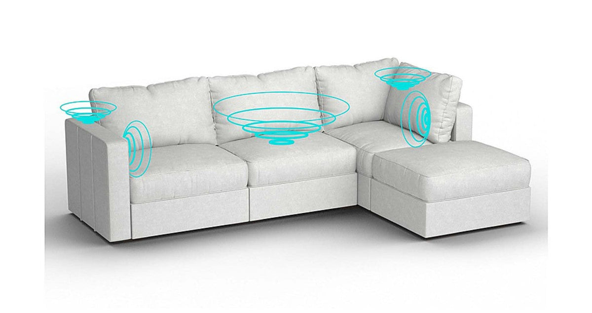 Lovesac – 4 Seats + 5 Sides Corded Velvet &amp; Lovesoft with 8 Speaker Immersive Sound + Charge System – Sky Grey - SKU_1772863521918_207