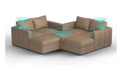 Lovesac – 7 Seats + 8 Sides Combed Chenille &amp; Standard Foam with 8 Speaker Immersive Sound + Charge System – Taupe - SKU_1772866953770_610