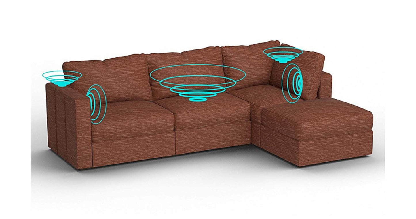 Lovesac – 4 Seats + 5 Sides Rained Chenille &amp; Lovesoft with 8 Speaker Immersive Sound + Charge System – Terracotta - SKU_1772870966756_906