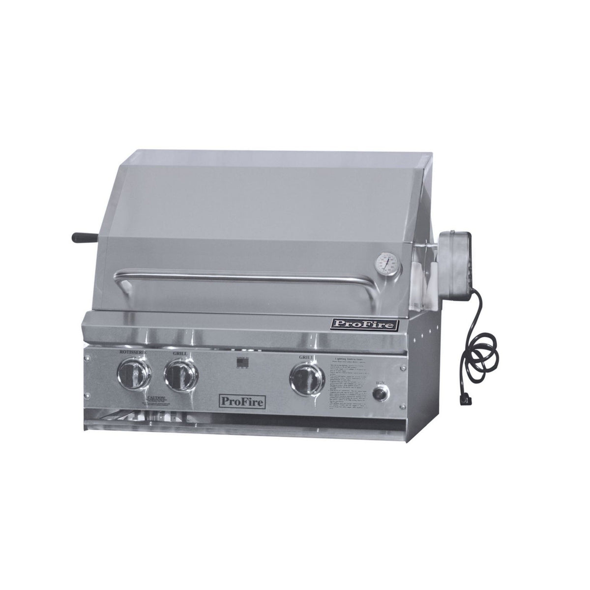 ProFire Briquette Series 27-Inch Built-In Infrared Hybrid Grill With Rotisserie - BQPF27RIH-P