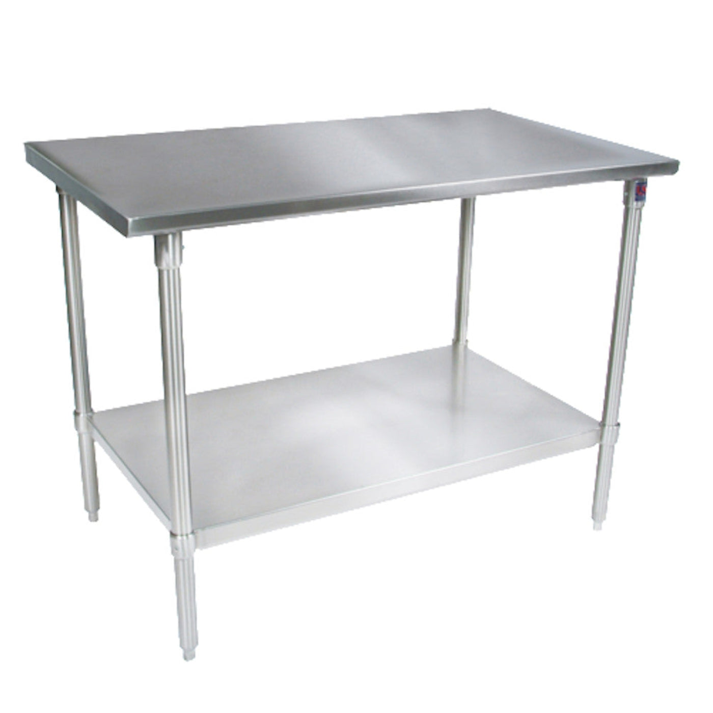 John Boos ST6-3672SSK 72"W x 36"D Stainless Steel Work Table Adjust. Undershelf - JBST63672SSK