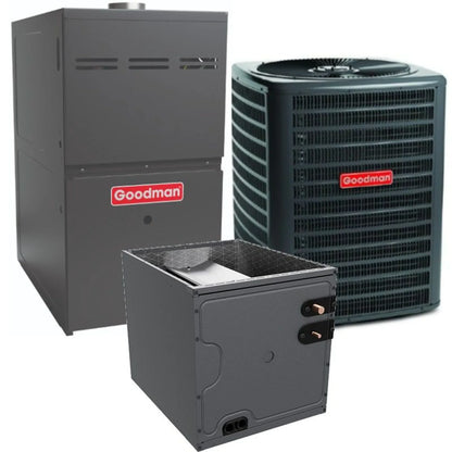 Goodman - 2 Ton/60,000 BTU 80% AFUE Gas Furnace and Air Conditioner System - Upflow - 14.5 SEER2 - R32 - CAPTA3022A3