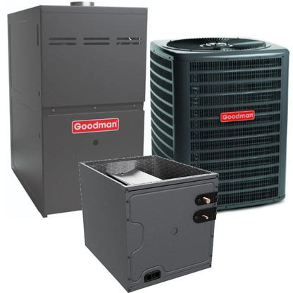 Goodman - 2.5 Ton/60,000 BTU 80% AFUE Gas Furnace and Air Conditioner System - Upflow - 14.5 SEER2 - R32 - CAPTA3626B3