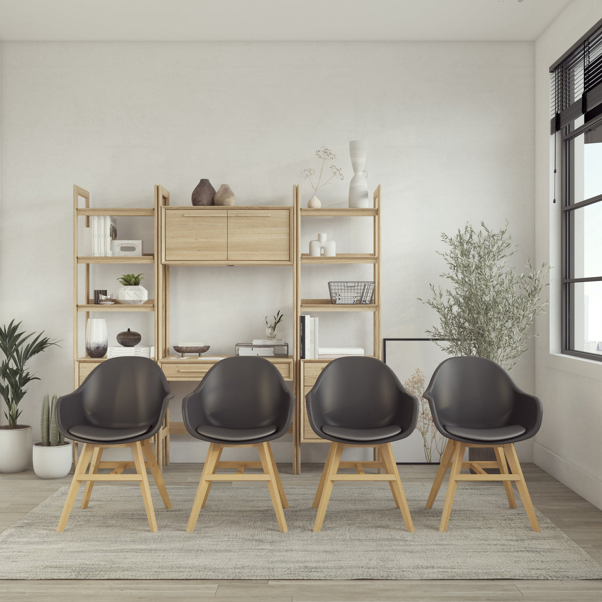 Midtown Concept Arm Indoor Dining Chair - 4PC - SC CON_ARM PAR WHT