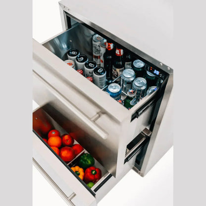 TrueFlame 24 Deluxe Outdoor Rated Drawer Fridge - TF-RFR-24DR2-A