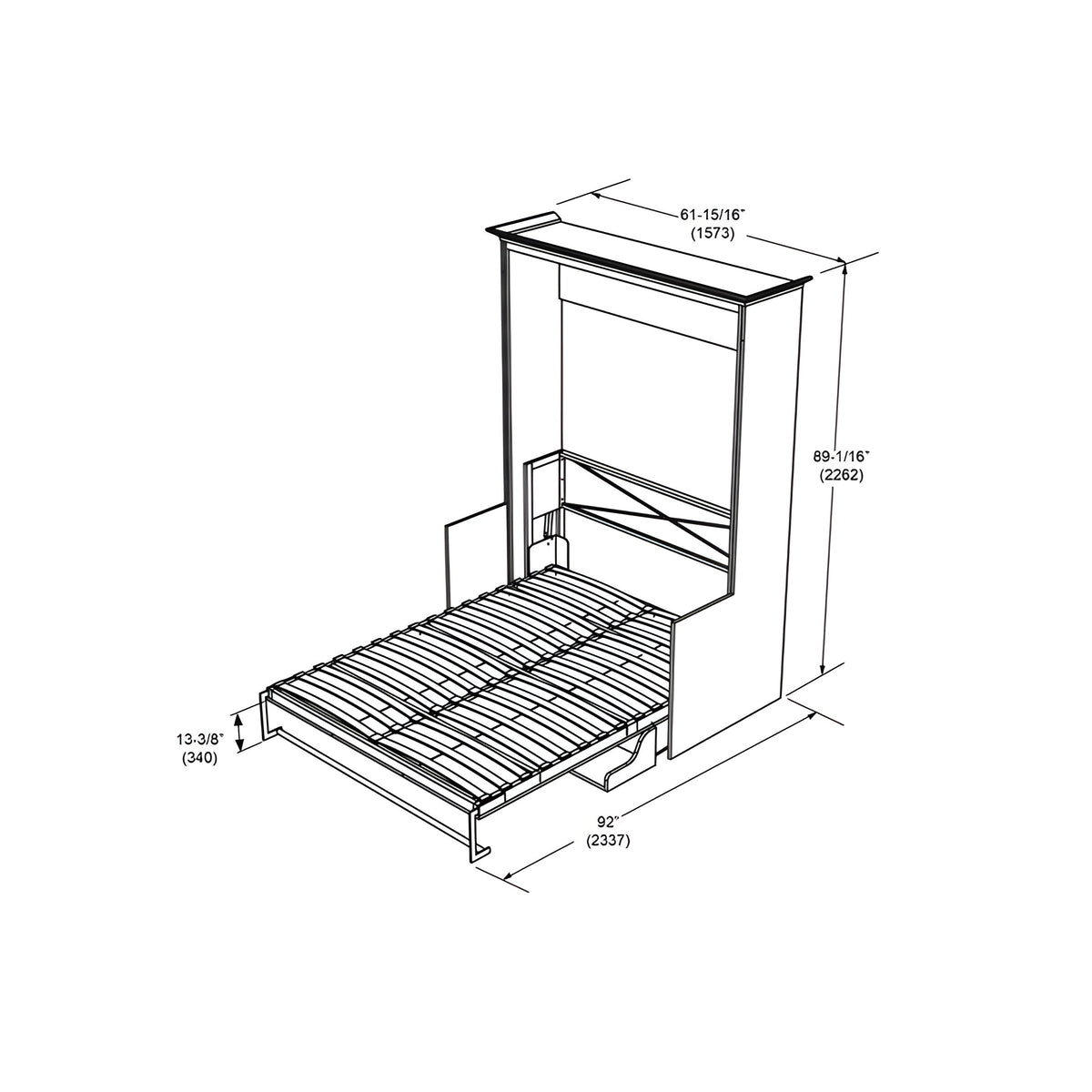 Murphy Bed With Desk, Double Size, White by Leto Muro