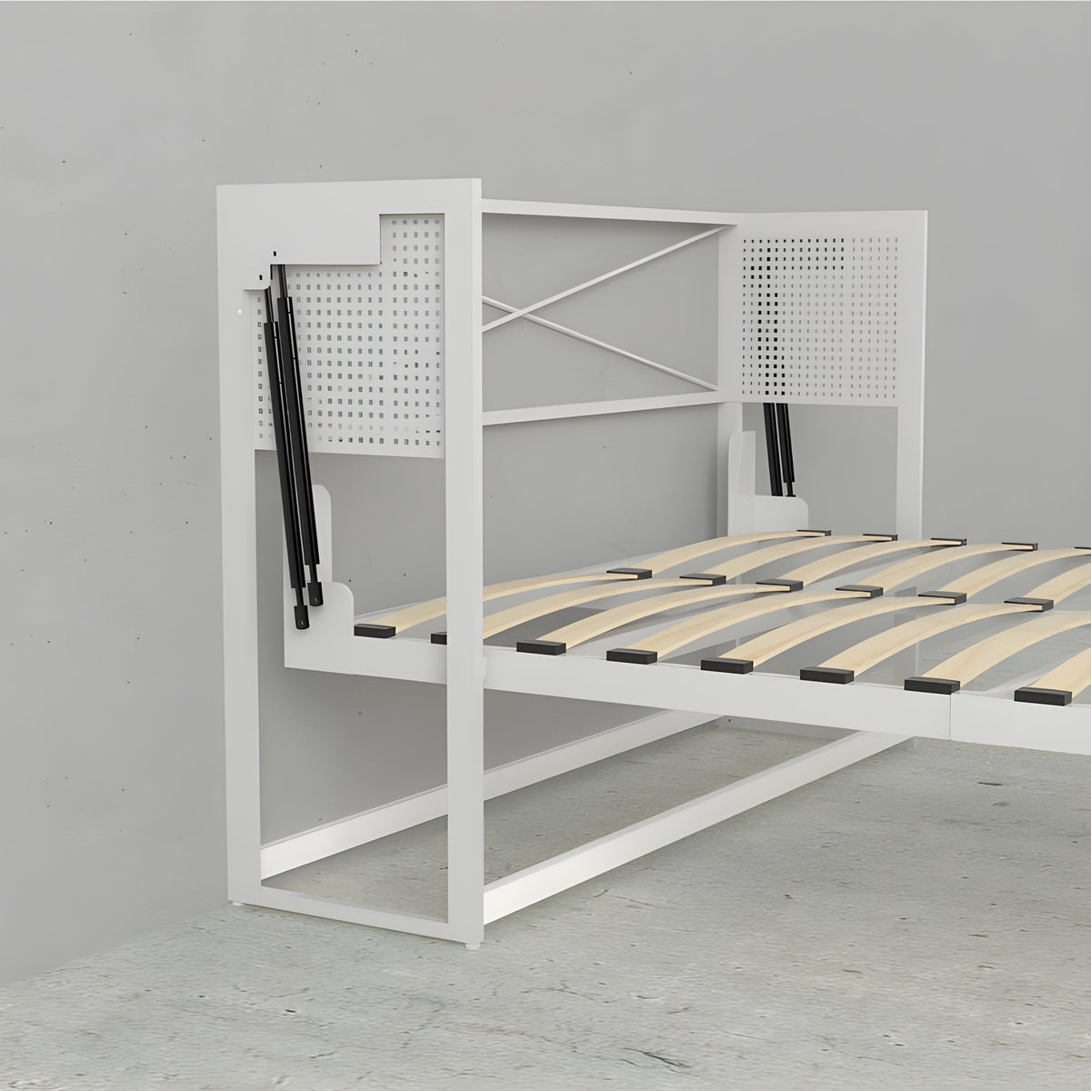 Murphy Bed With Desk, Double Size, White by Leto Muro