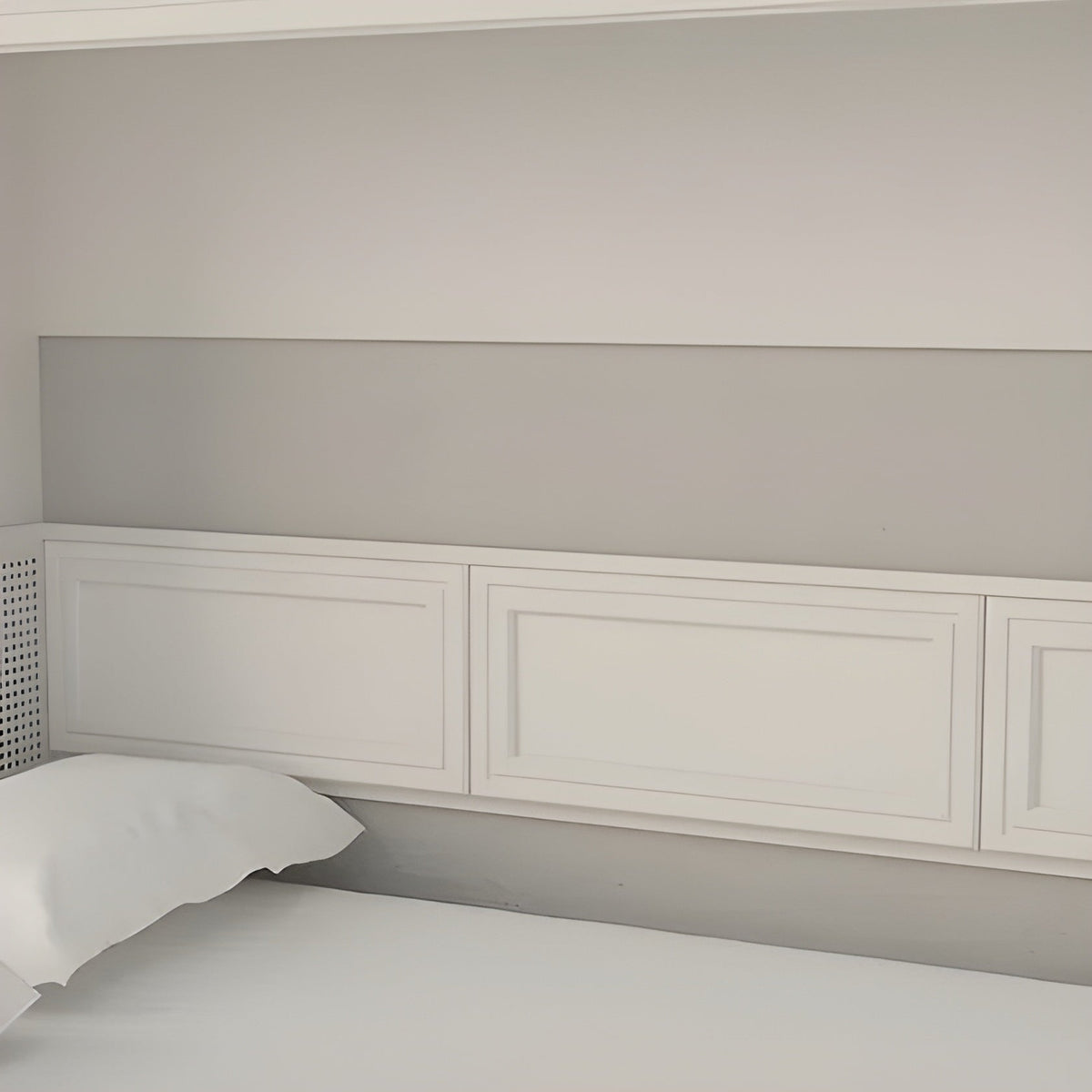 Horizontal Murphy Bed with Desk, Queen Size, White Adonis Series by Leto Muro