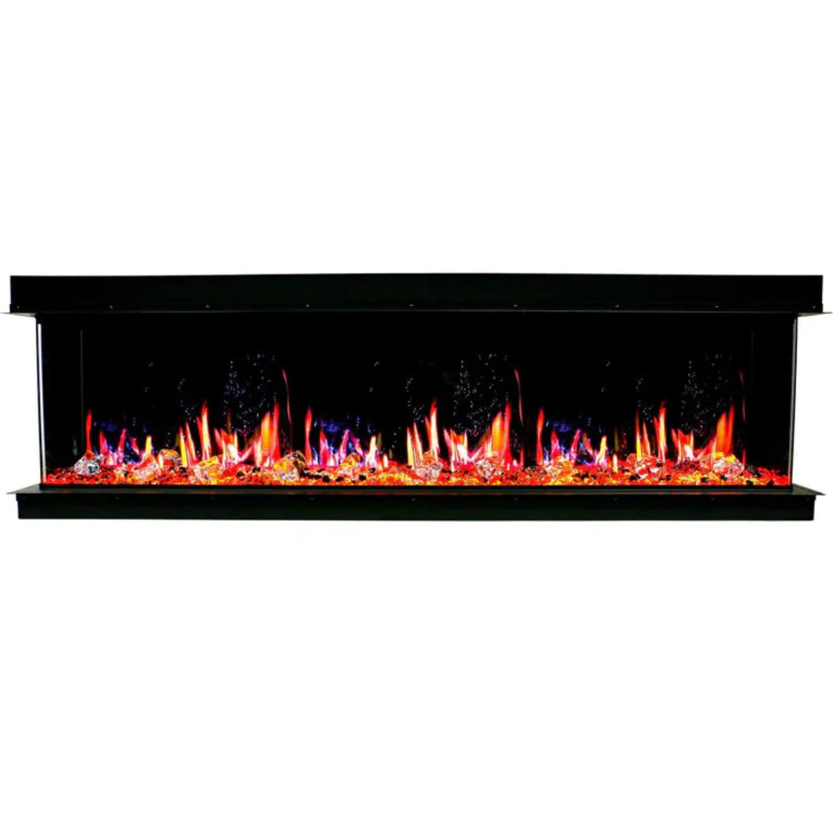Litedeer Homes WarmCastle 60-in 3 Side Smart Electric Fireplace + Reflective Amber Glass ZEF60TA