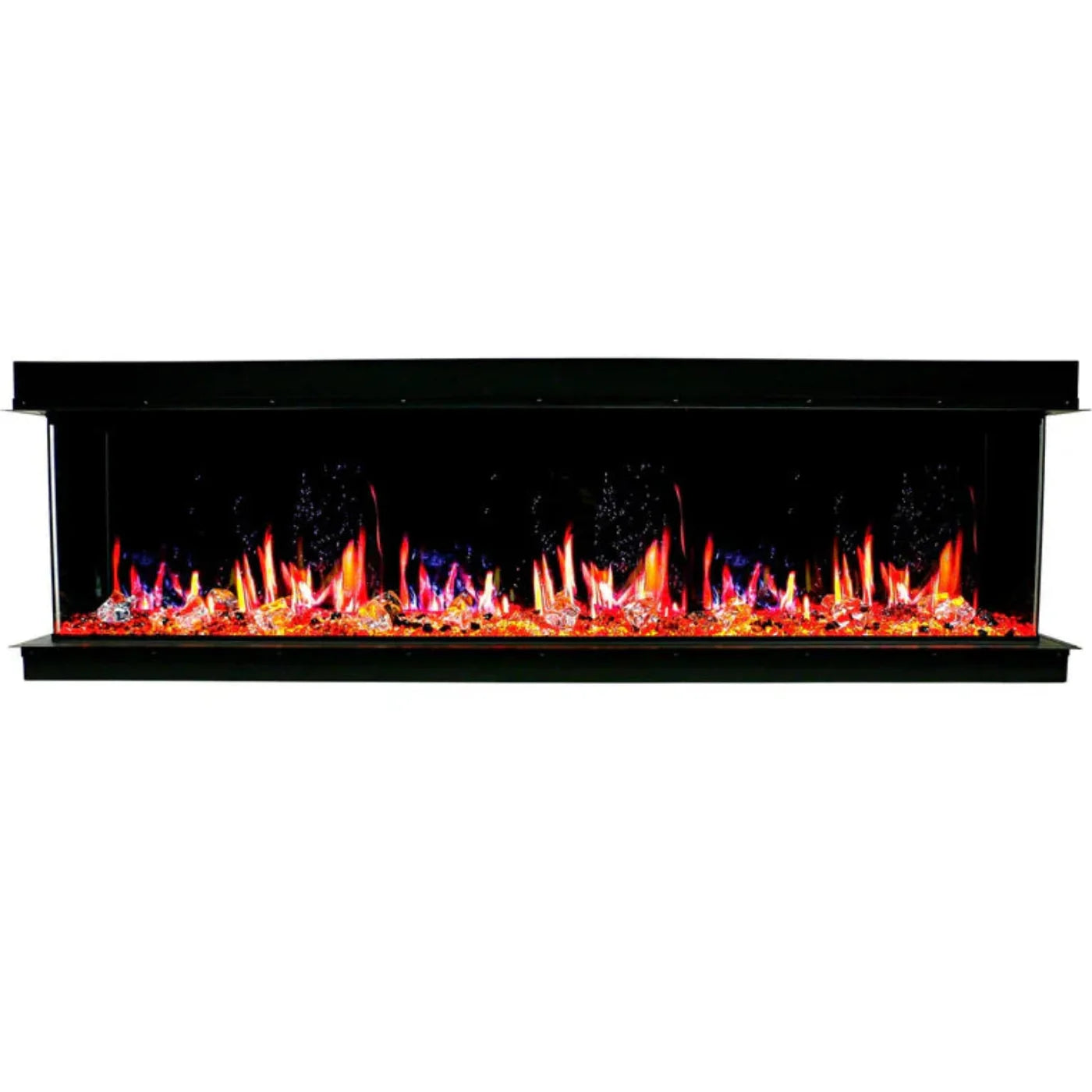Litedeer Homes WarmCastle 60-in 3 Side Smart Electric Fireplace + Reflective Amber Glass ZEF60TA