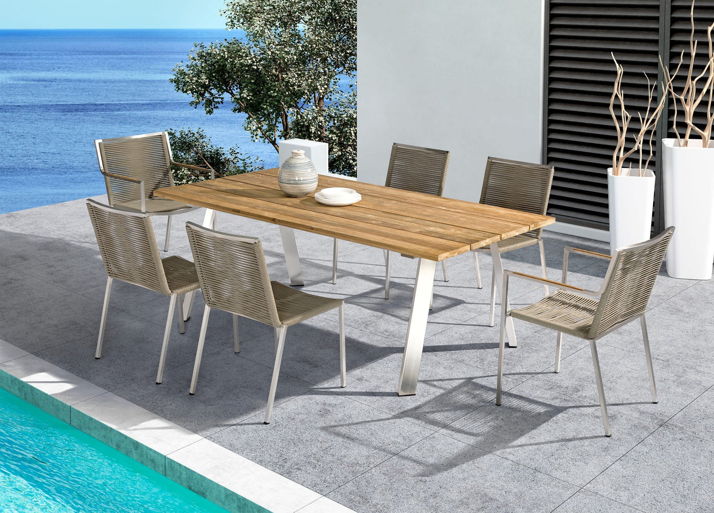 Whiteline Modern Living Rhea Outdoor Dining Chair - DC1834-LBRN